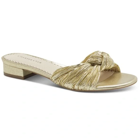 CHARTER CLUB - Syda Flat Sandal in Gold - Picture 1 of 6